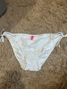 Victoria's Secret White Crochet Tie-Side Bikini Bottom